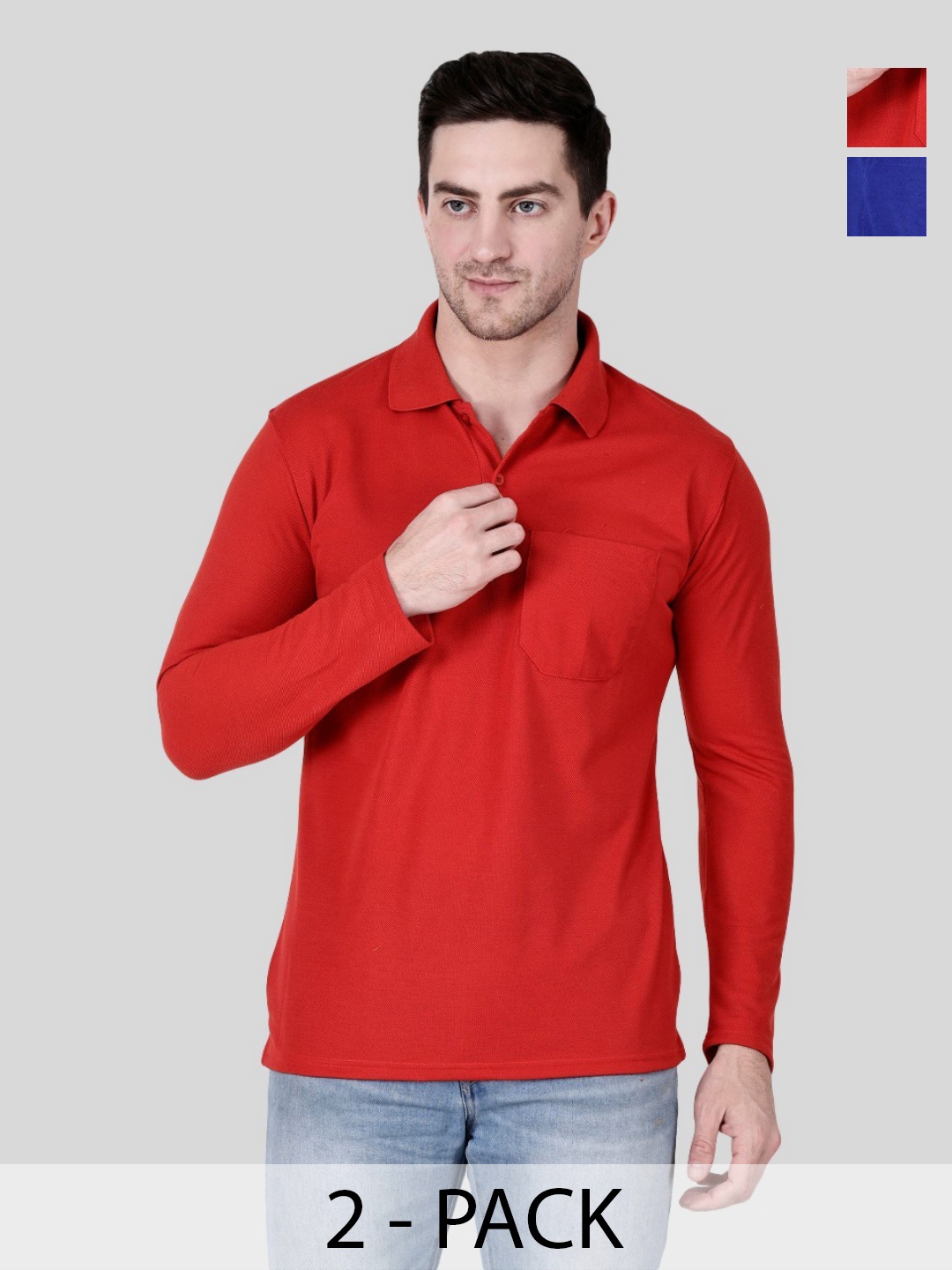 

SAIKSA FASHION Men 2 Polo Collar Pockets T-shirt, Multi