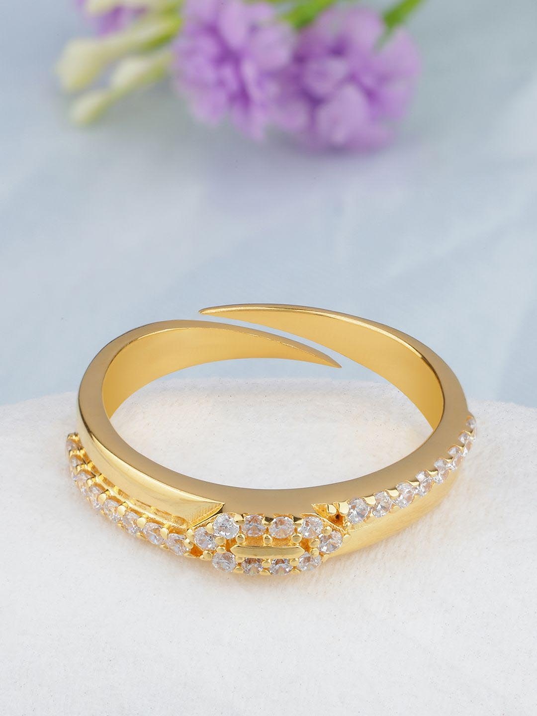 

MAIRA 925 Sterling Silver Gold-Plated Cubic Zirconia Adjustable Finger Ring