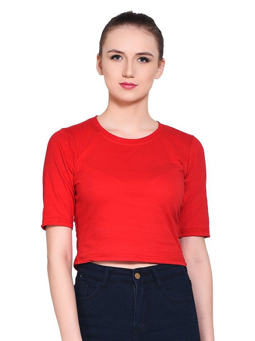 

BEYOU FASHION Women Pockets Slim Fit T-shirt, Red