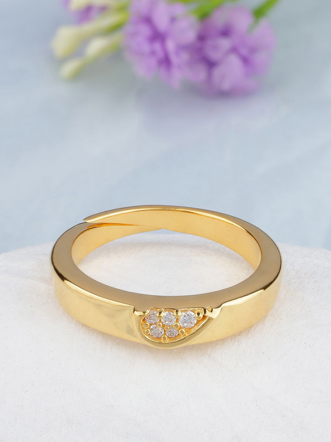 

MAIRA 925 Sterling Silver Gold-Plated Cubic Zirconia Adjustable Finger Ring