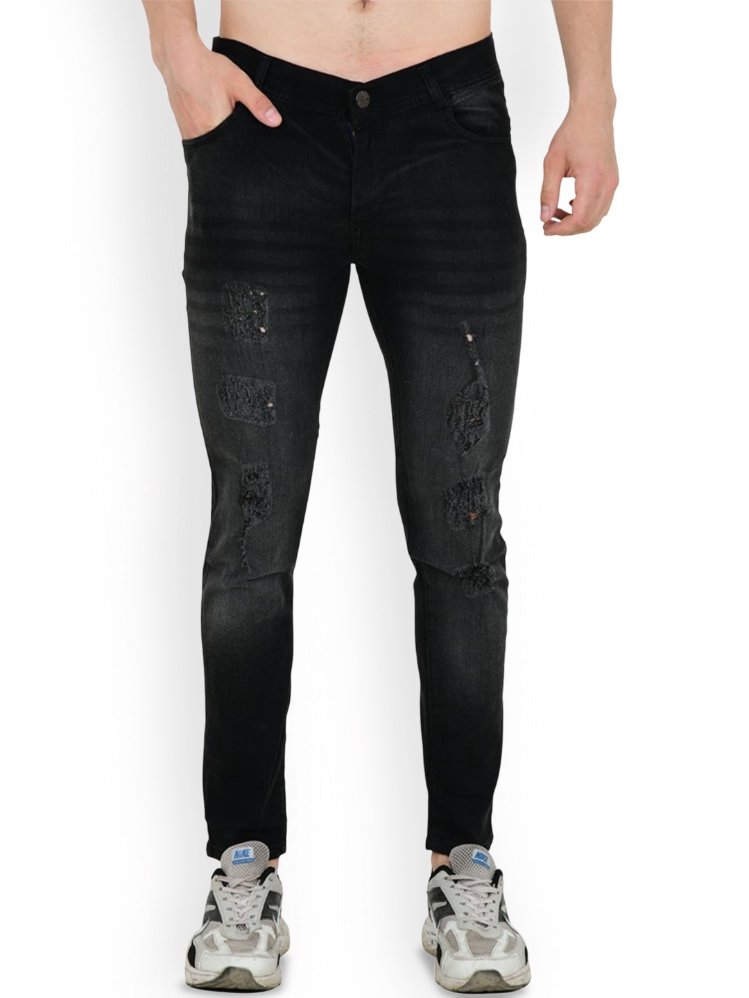 

COMFITS Men Classic Mildly Distressed Light Fade Stretchable Jeans, Grey
