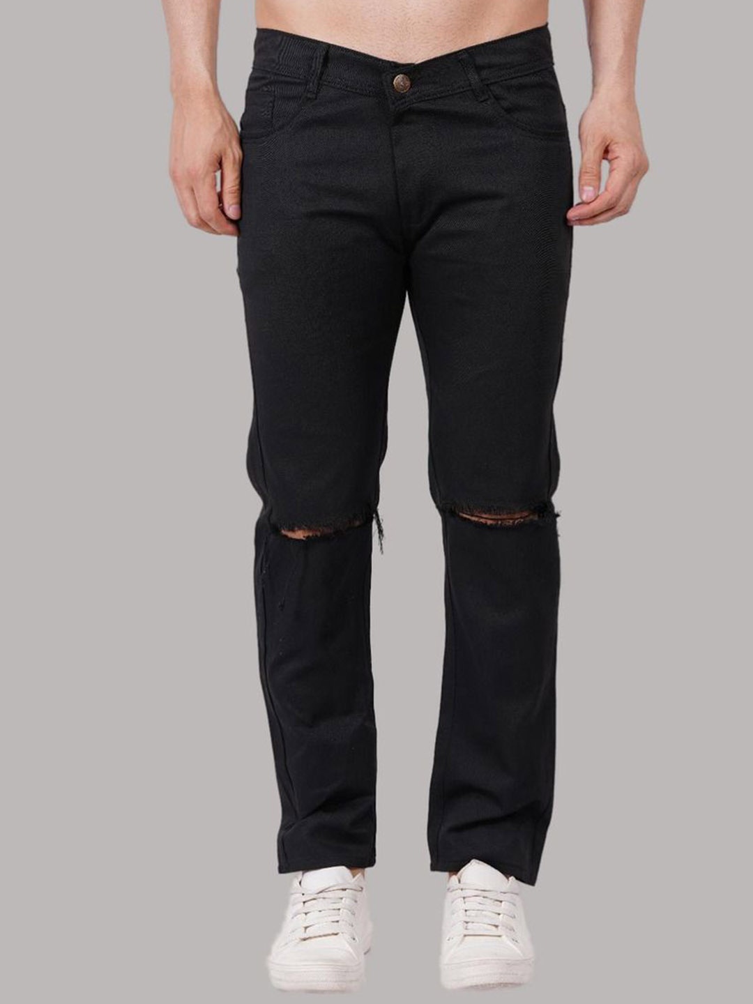 

COMFITS Men Classic Slash Knee Stretchable Jeans, Black