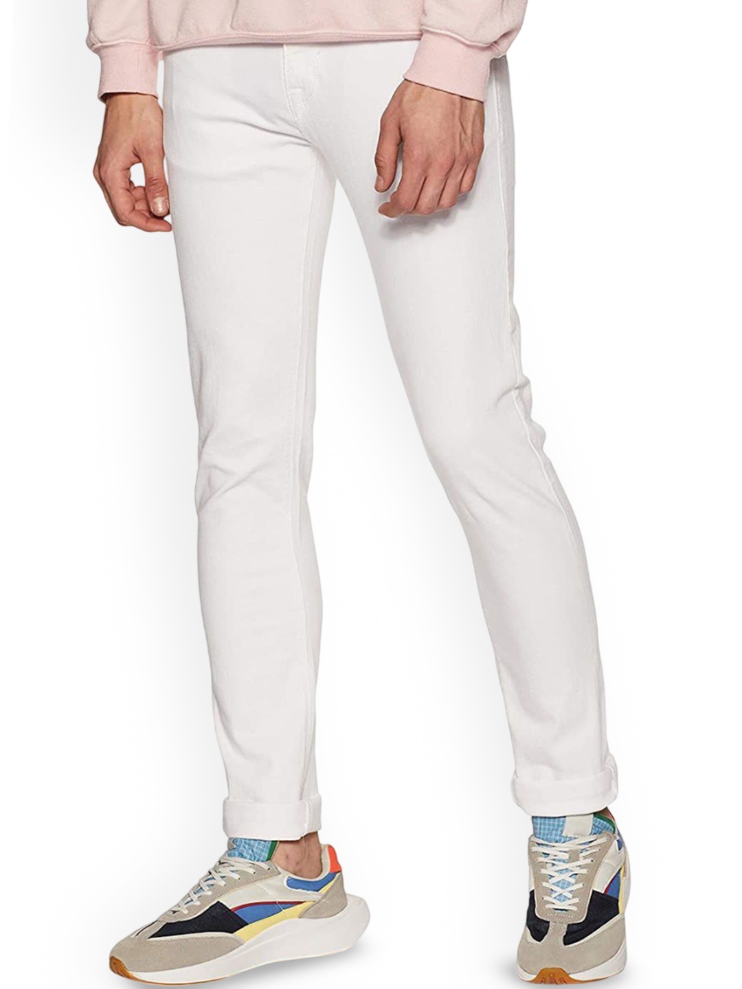 

COMFITS Men Classic Low Distress Jeans, White