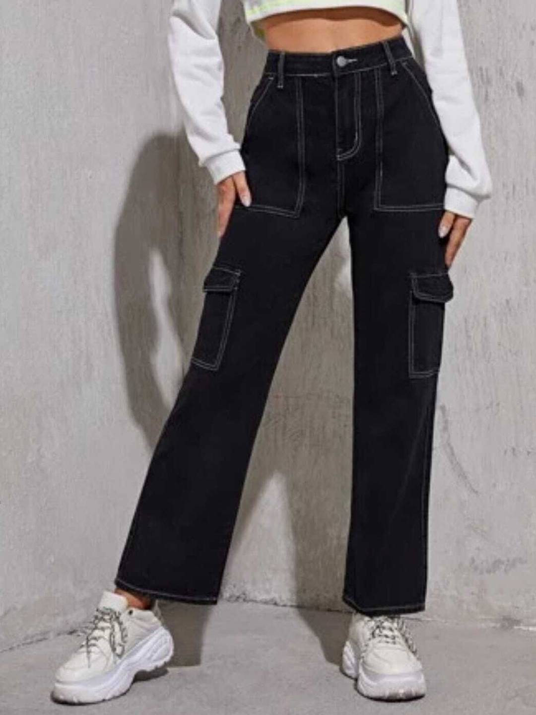 

Next One Women Smart Straight Fit High-Rise Stretchable Jeans, Black