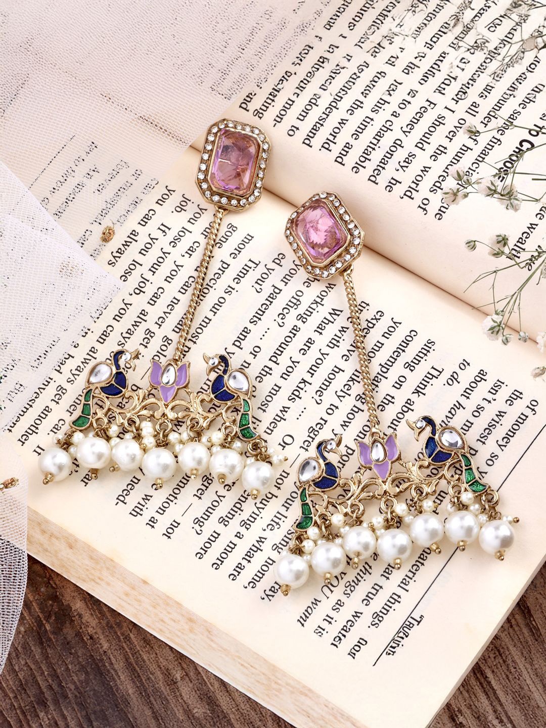

SHONA'S STYLE Peacock Shaped Drop Earrings, Lavender