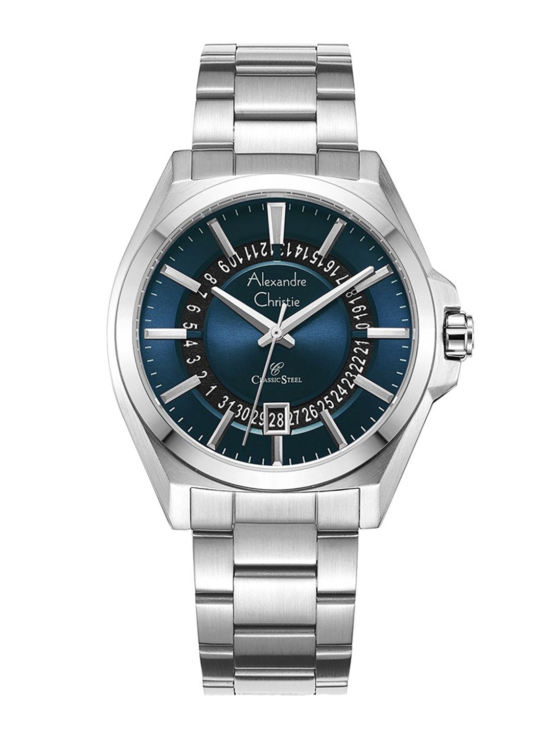 

Alexandre Christie Men Mother of Pearl Dial & Stainless Steel Bracelet Style Straps Analogue Watch, Silver