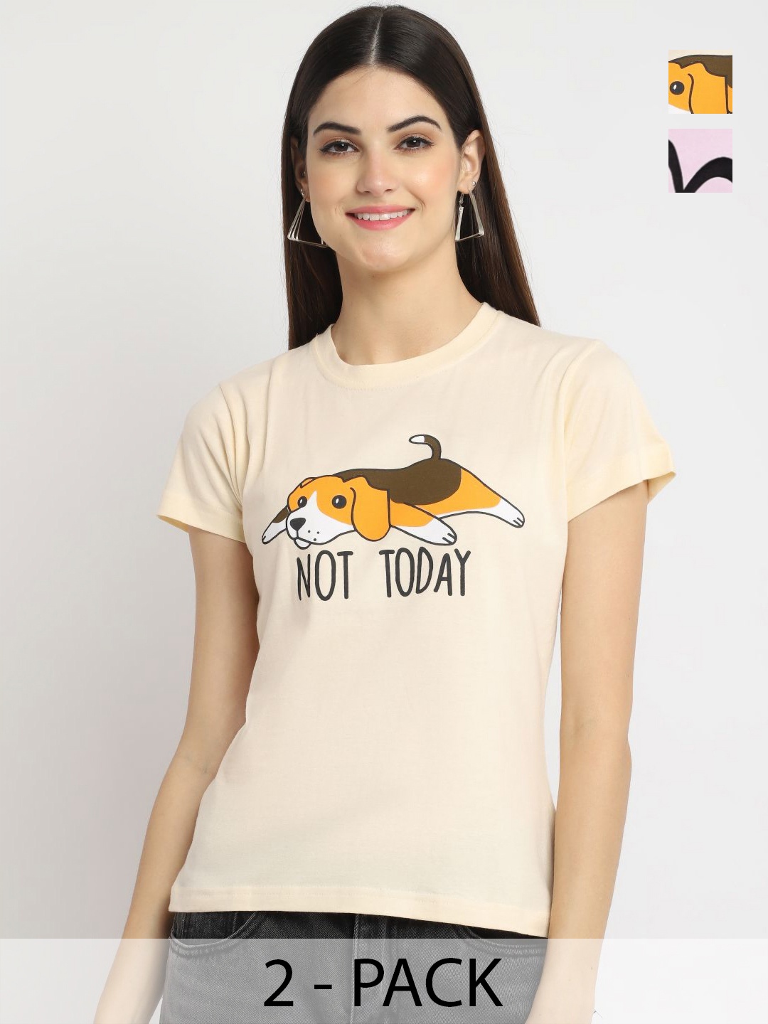 

Dreambe Women Typography Printed T-shirt, Multi