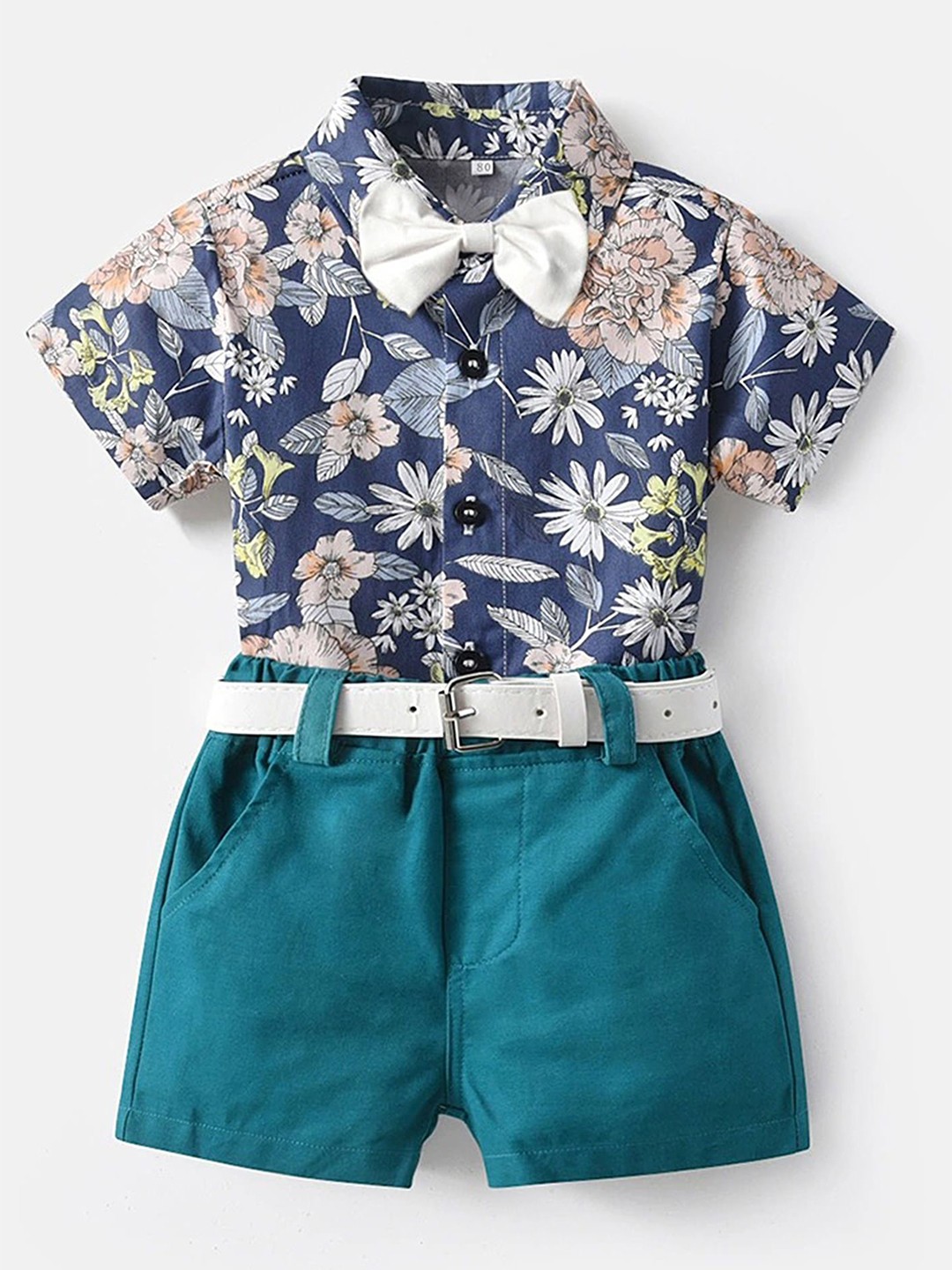 

LULU & SKY Boys Printed Shirt with Shorts, Navy blue