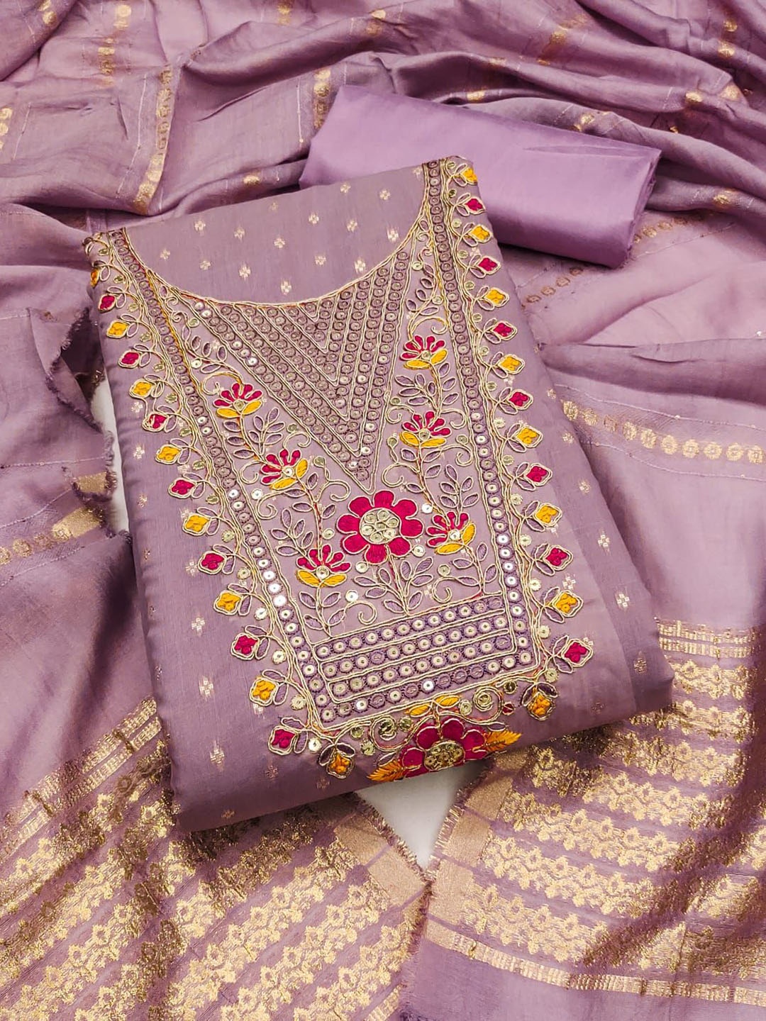 

BlissFlair Unstitched Dress Material, Purple