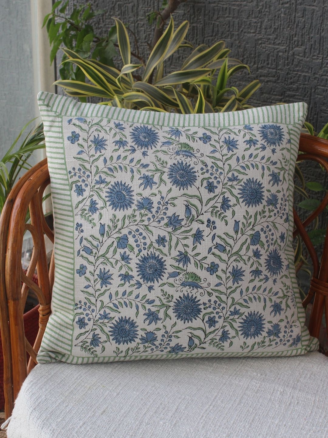 

Weaves of Tradition White & Green Ethnic Motifs Square Cushion Covers