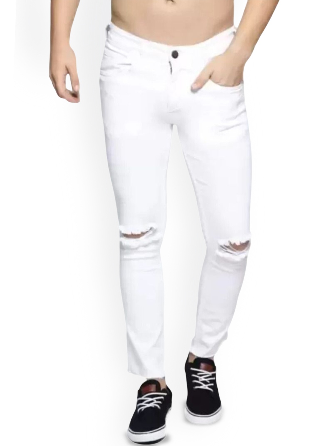 

COMFITS Men Classic Slash Knee Stretchable Jeans, White
