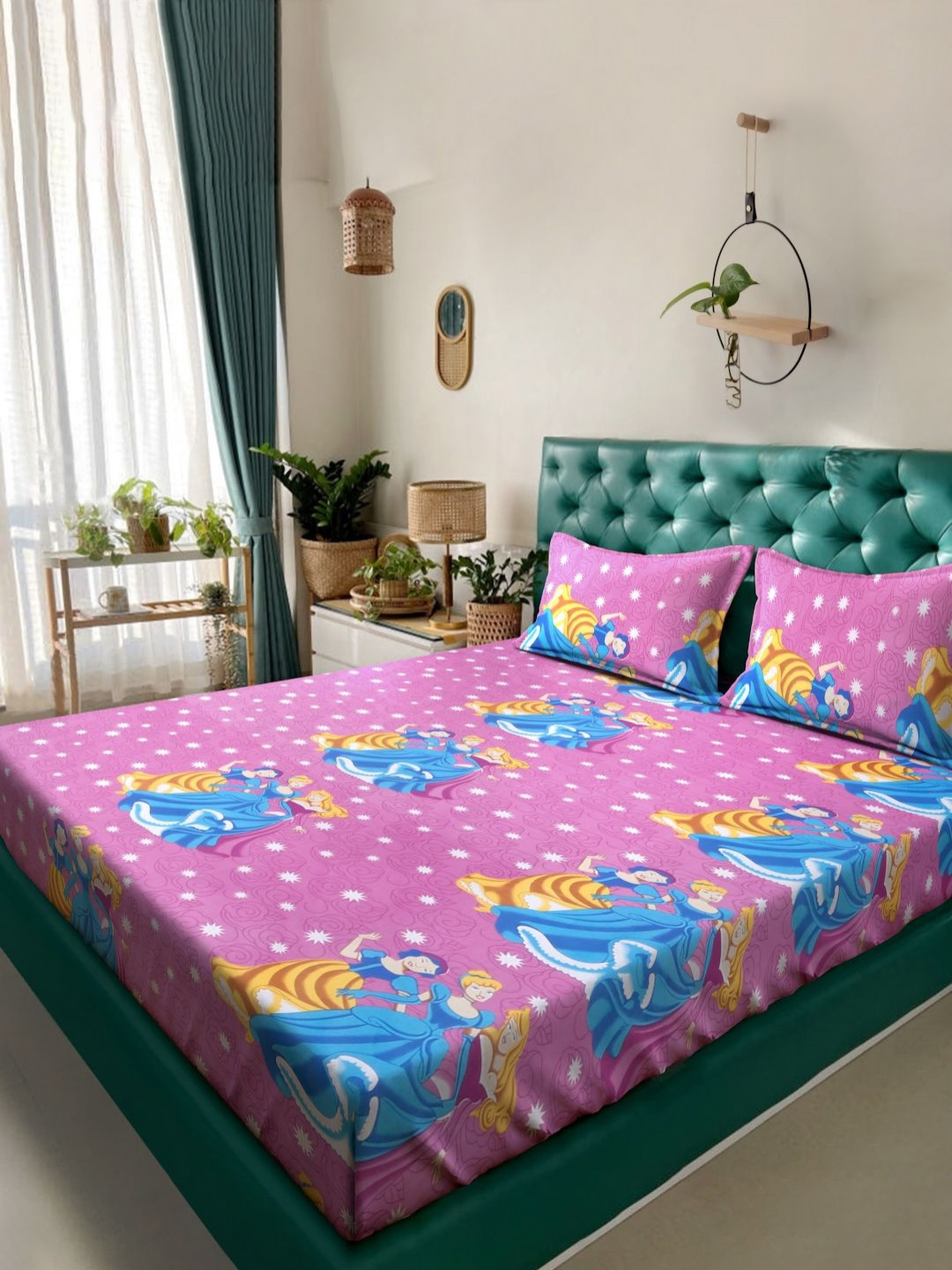 

KLOTTHE Purple Printed 400 TC Pure Cotton King Bedsheet With 2 Pillow Covers 2.50 x 2.25 m