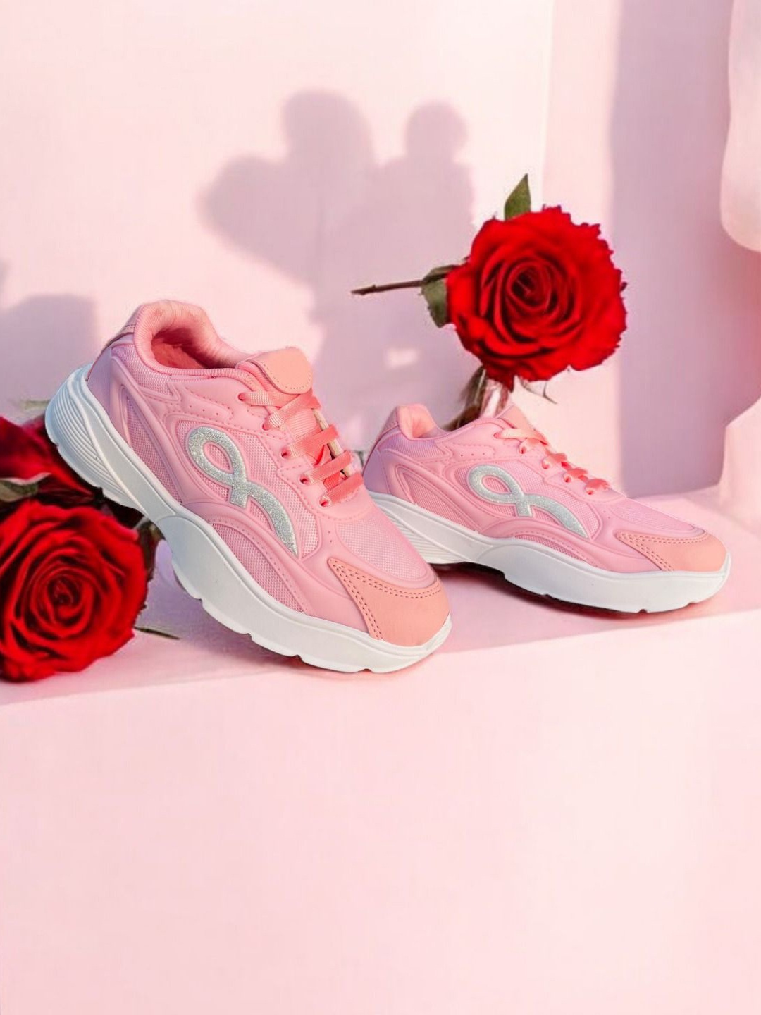

FABBMATE Girls Colourblocked Sneakers, Pink