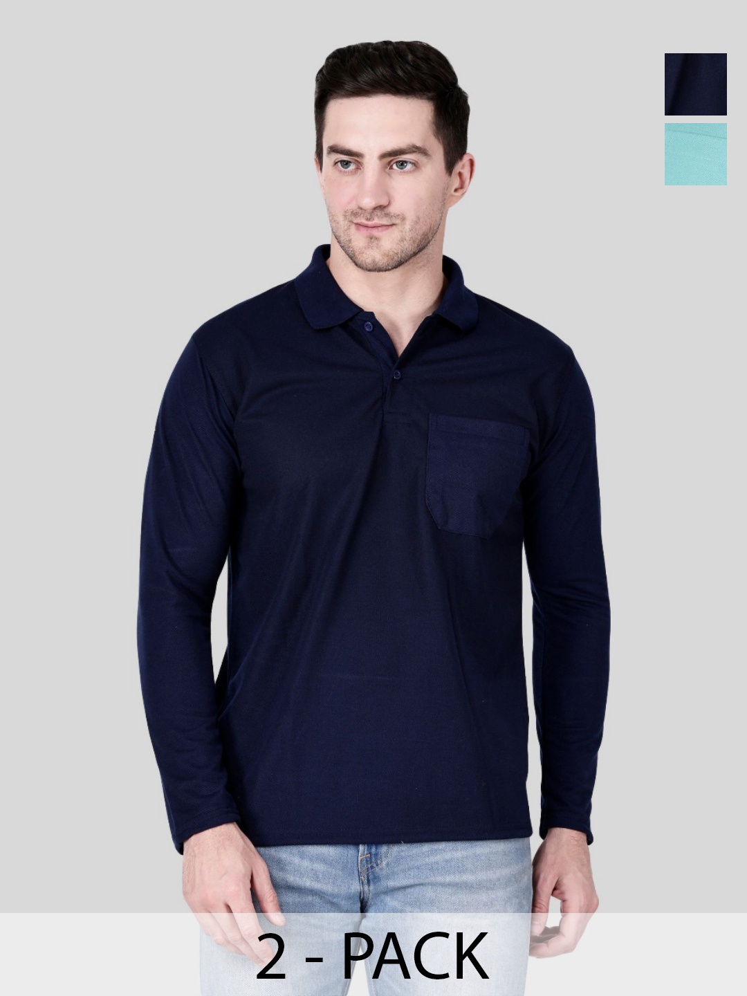 

SAIKSA FASHION Men 2 Polo Collar Pockets T-shirt, Multi