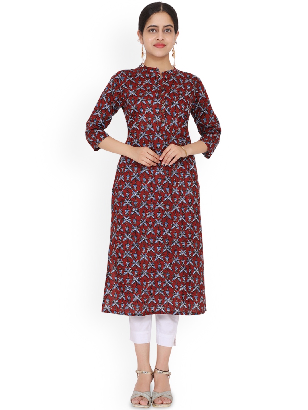 

BABRU Women Printed Kurta, Maroon
