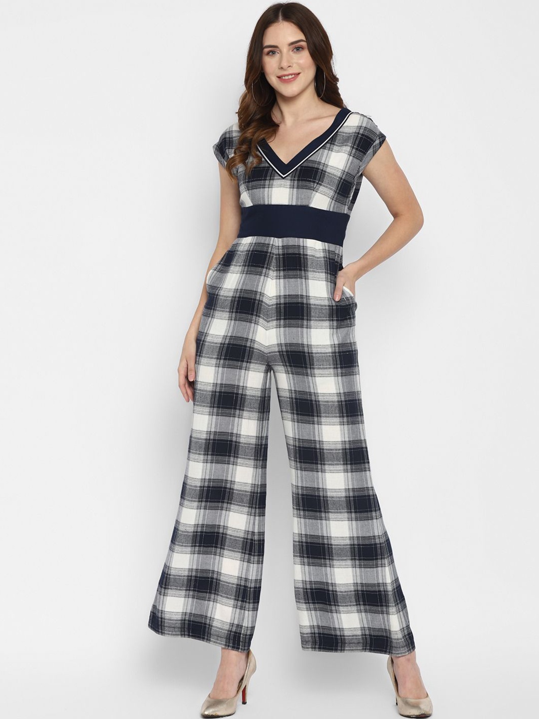

Taurus Checked Basic Jumpsuit, White