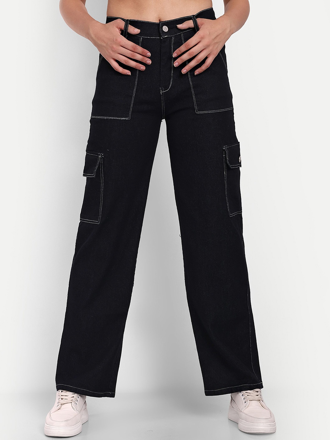 

Next One Women Smart Straight Fit High-Rise Stretchable Jeans, Black