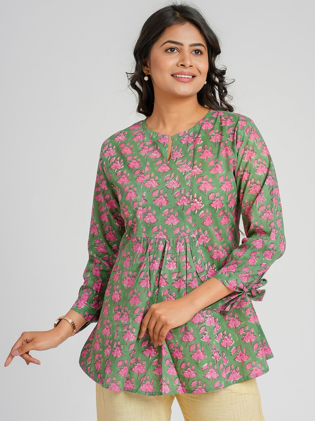 

Cotton Curio Pure Cotton Block Printed Tunic, Green