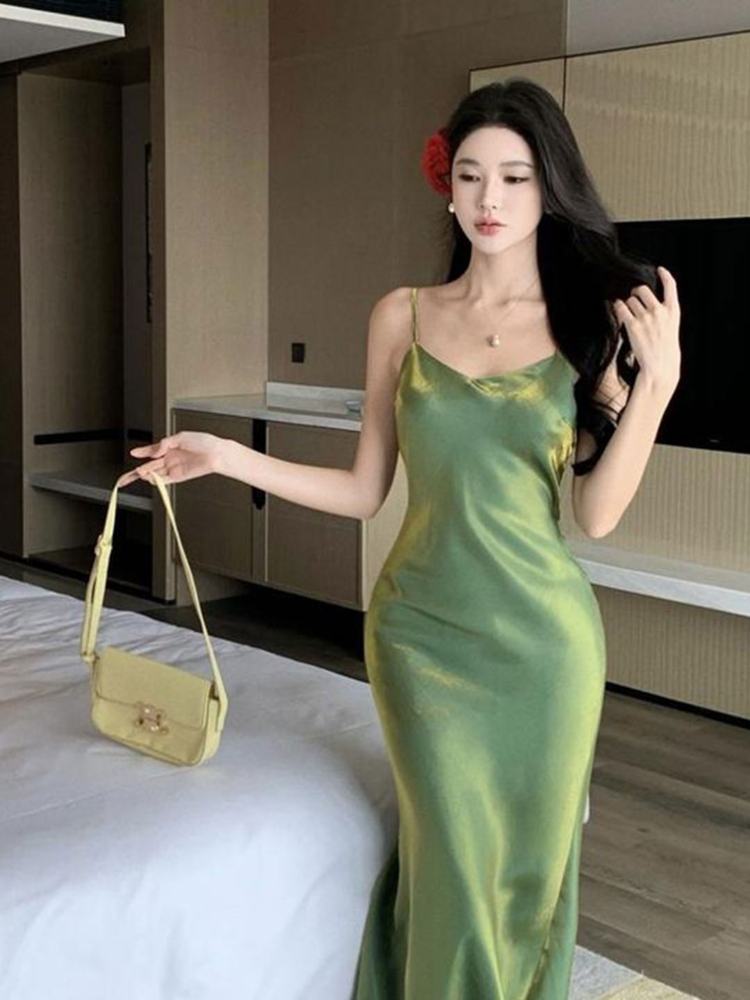 

LULU & SKY Fit & Flare Midi Dress, Green