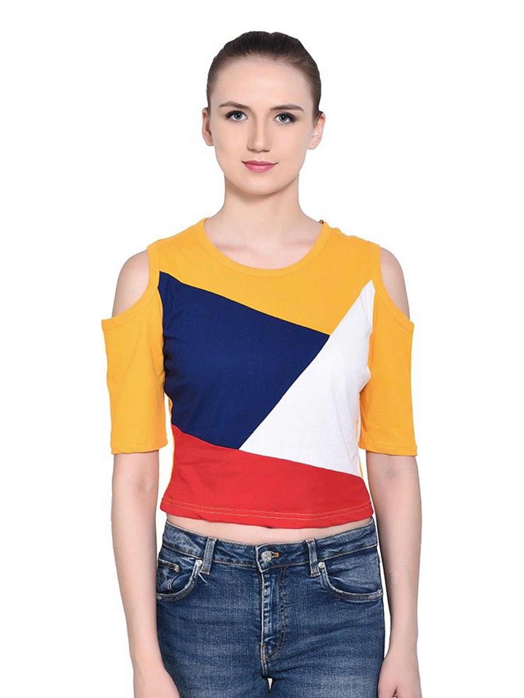 

BEYOU FASHION Women Colourblocked Extended Sleeves Slim Fit T-shirt, Multi