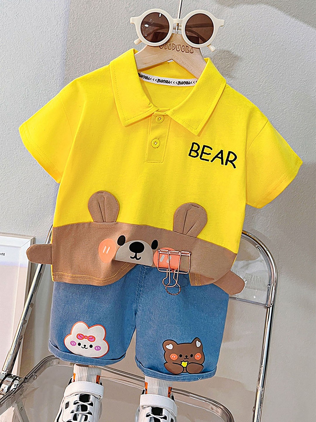 

LULU & SKY Unisex Kids T-shirt with Shorts, Yellow