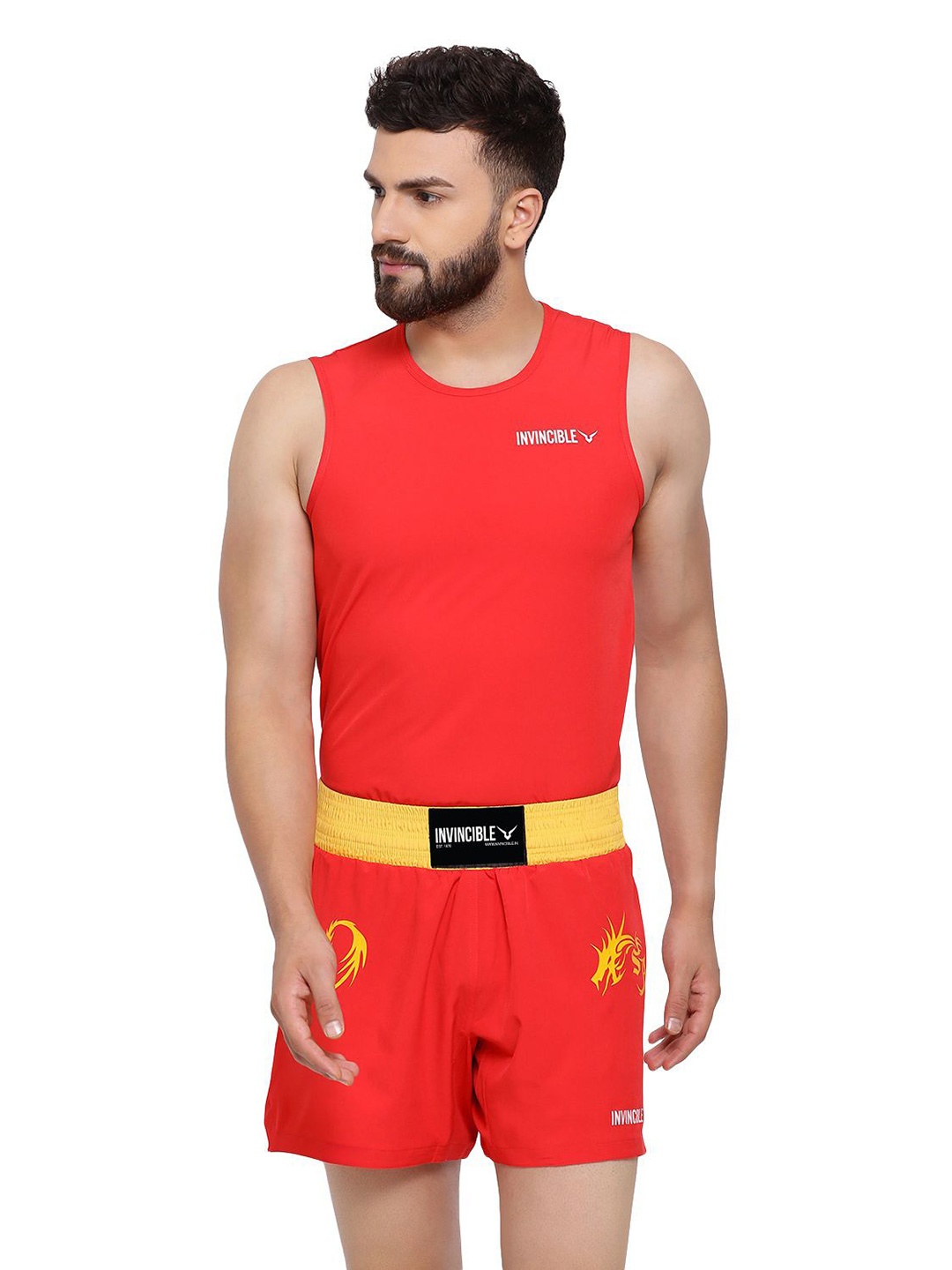 

Invincible Men Printed T-shirt with Shorts, Red