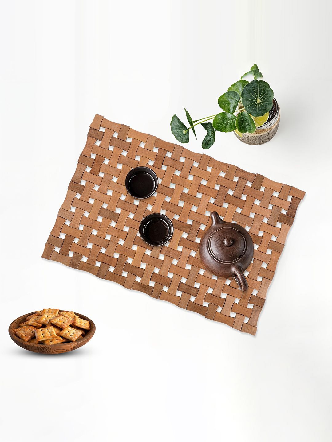 

Kuber Industries 2-Pcs Brown Bamboo Dining Table Mats