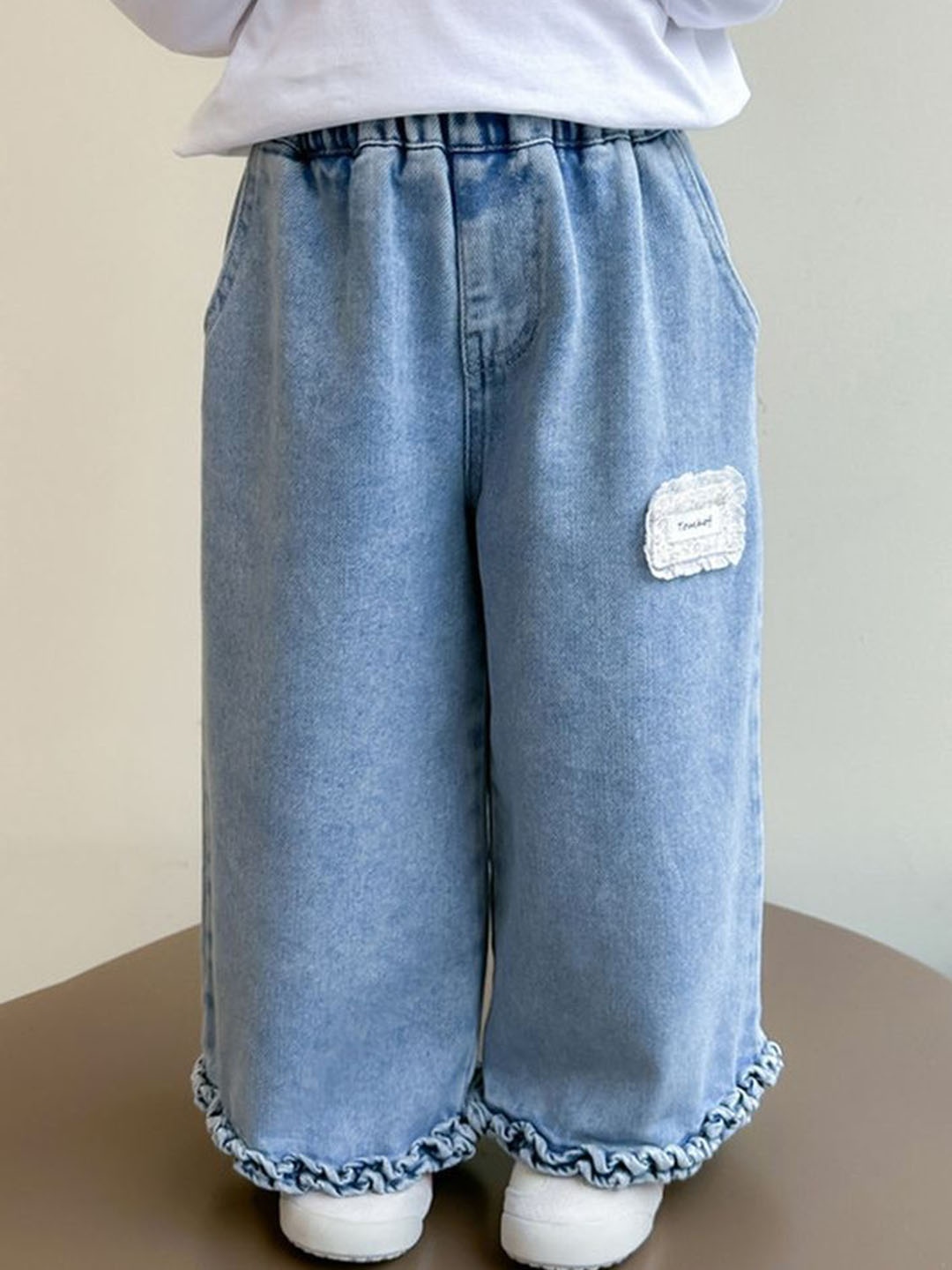

LULU & SKY Girls High-Rise Mildly Distressed Jeans, Blue
