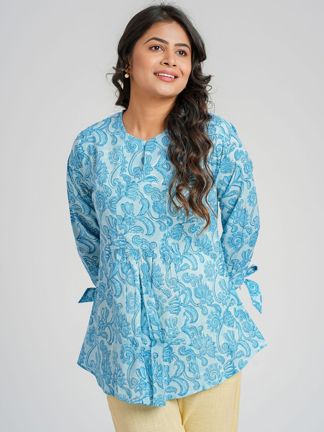 

Cotton Curio Cotton Block Printed Short Tunic, Blue