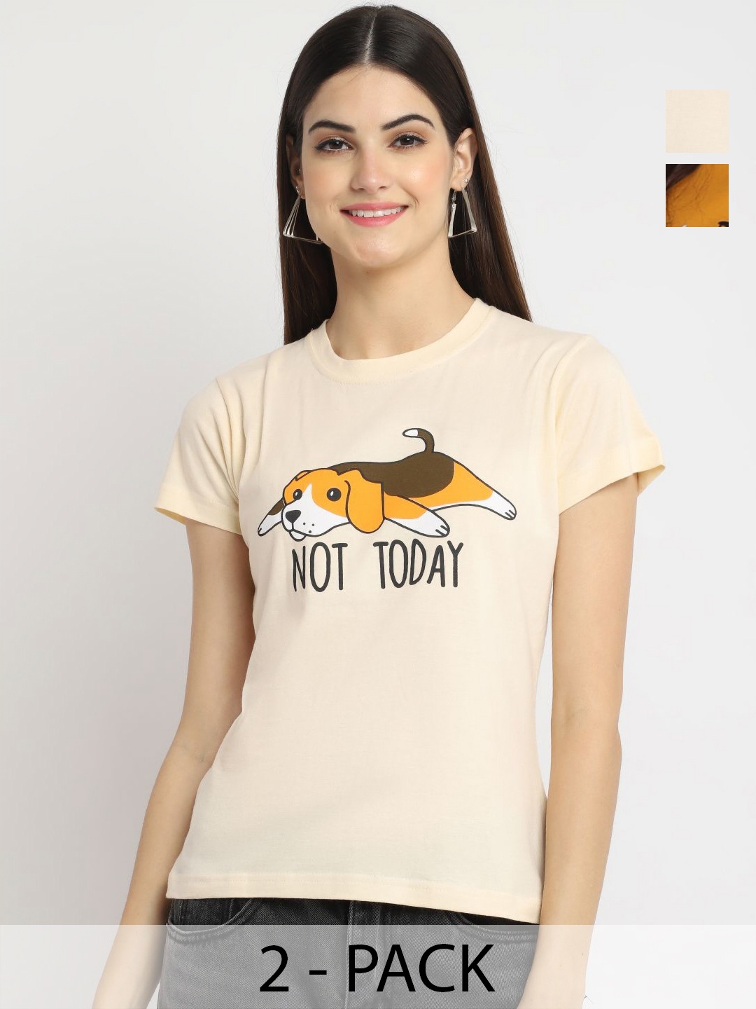 

Dreambe Women Typography Printed T-shirt, Multi
