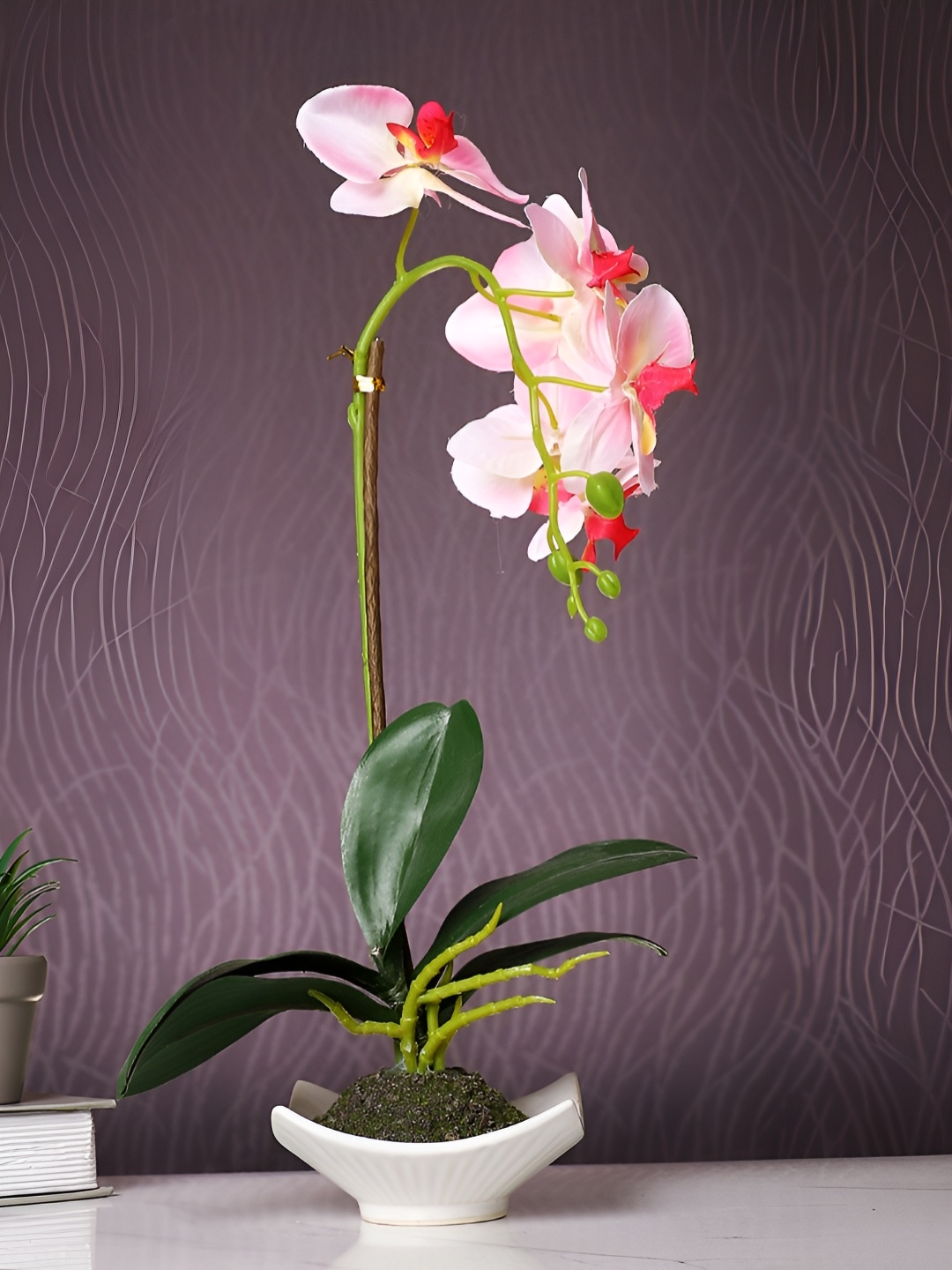 

TAYHAA White 1 Pieces Orchid Artificial Plant With Pot