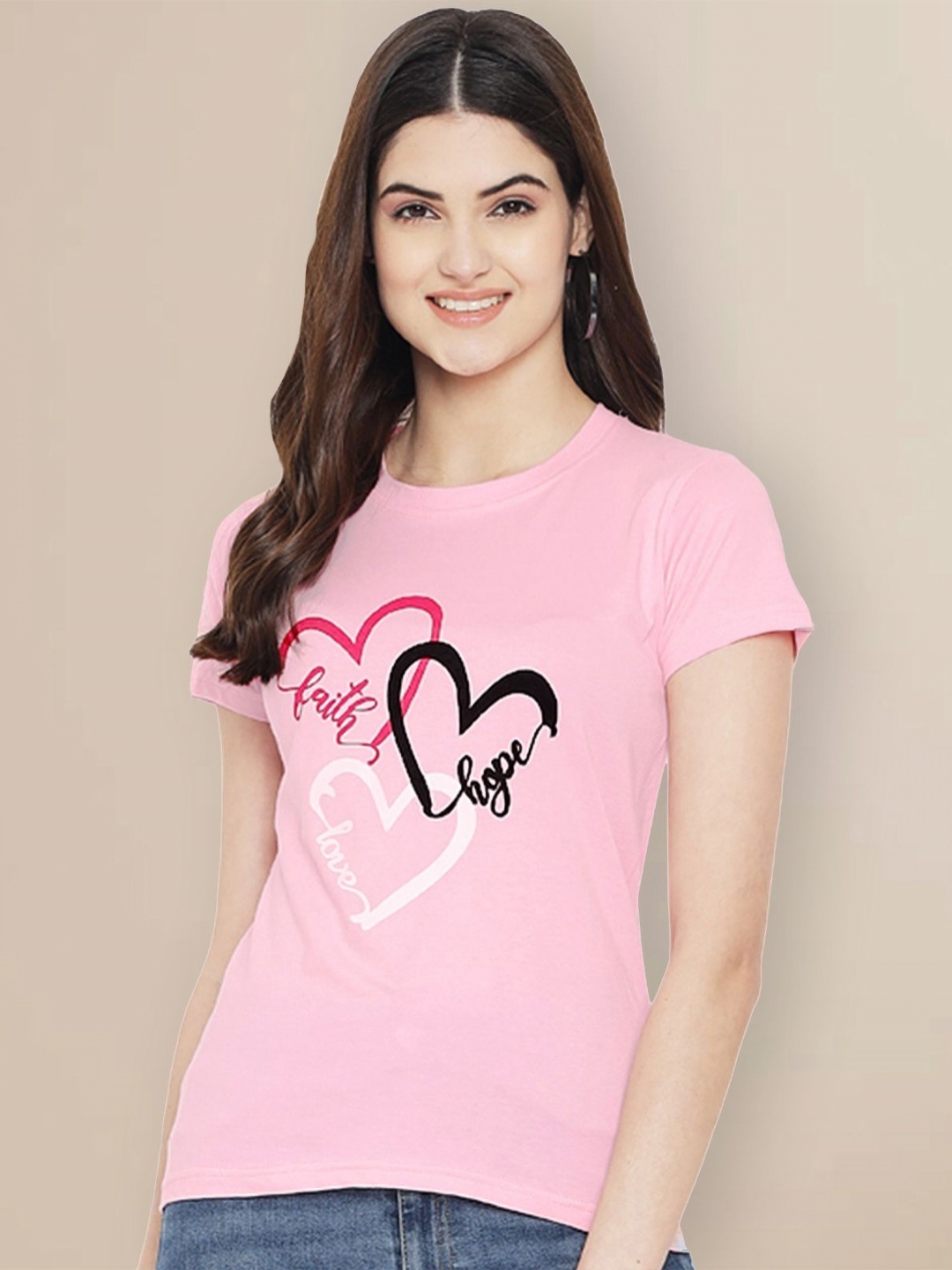 

GLOBAL NOMAD Women Typography Printed T-shirt, Pink