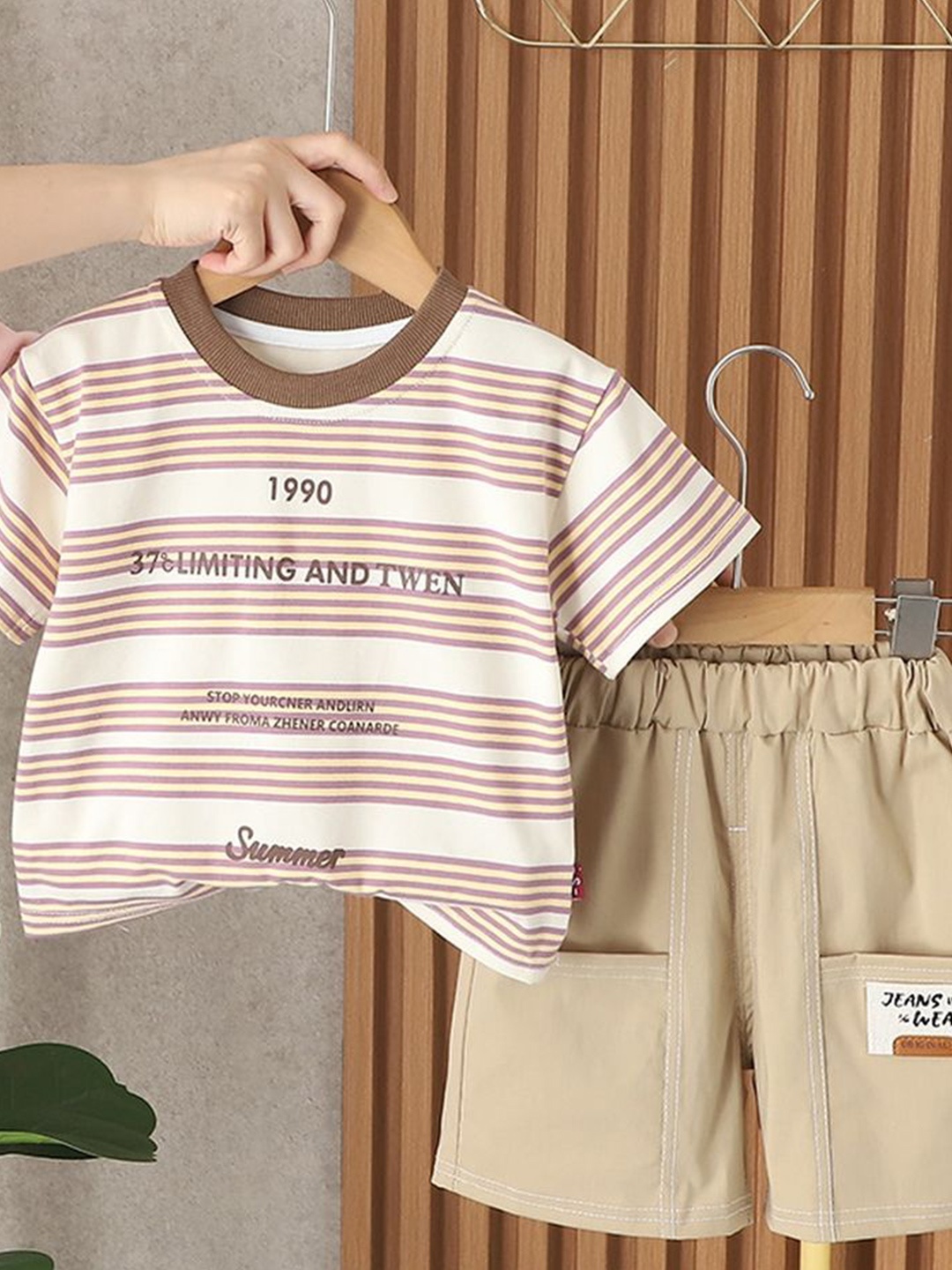 

LULU & SKY Boys Printed T-shirt with Shorts, Brown