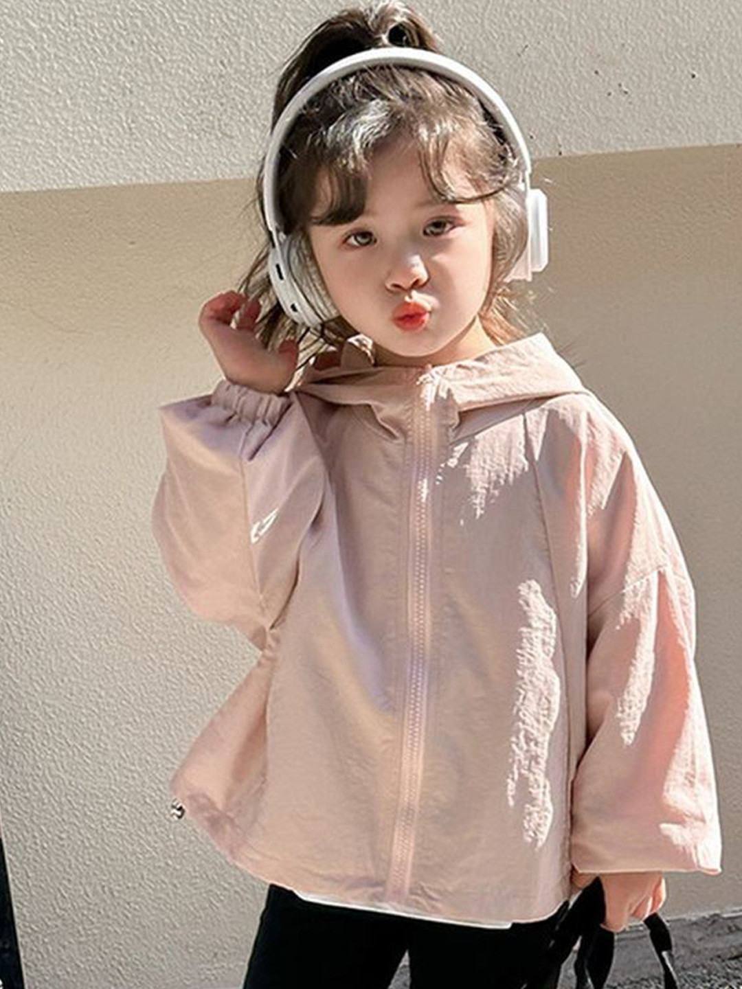 

LULU & SKY Girls Polyester Crop Bomber with Patchwork Jacket, Pink