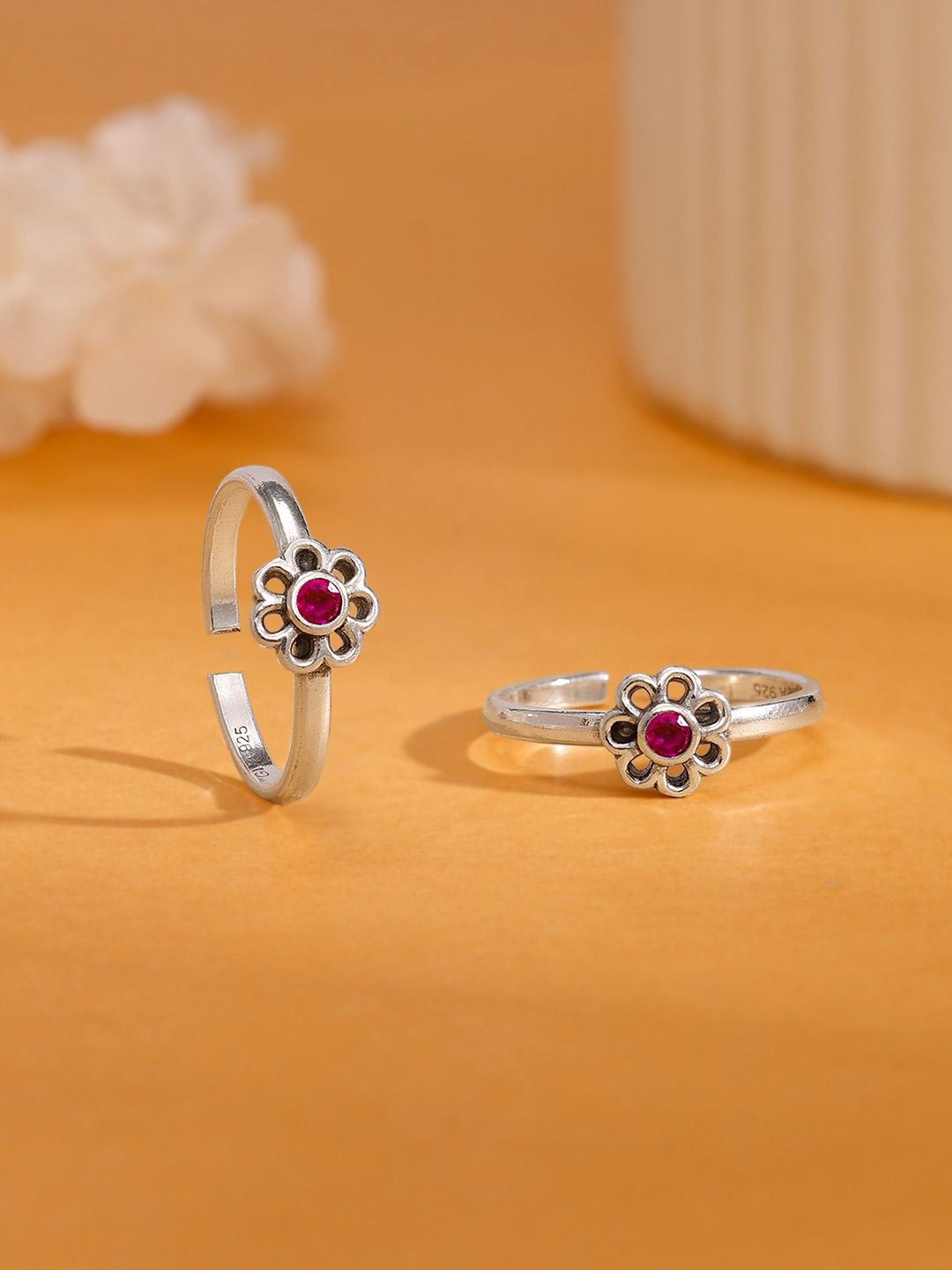 

GIVA Rhodium-Plated Oxidised Toe Rings, Silver