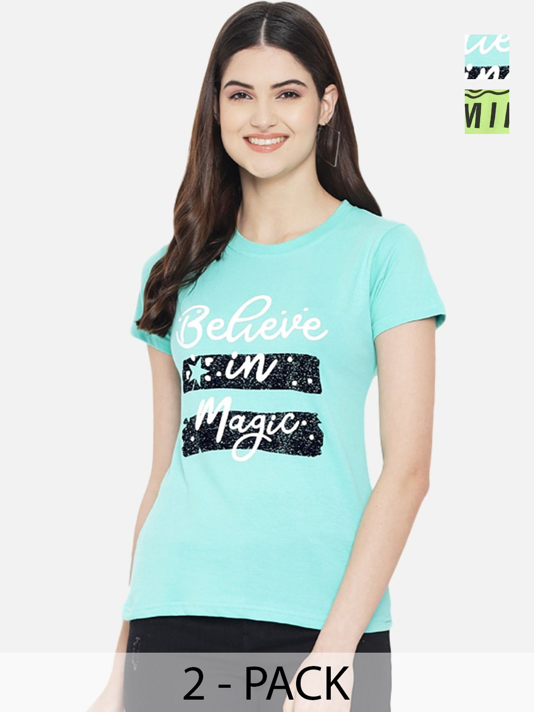 

Dreambe Women Typography Printed T-shirt, Multi