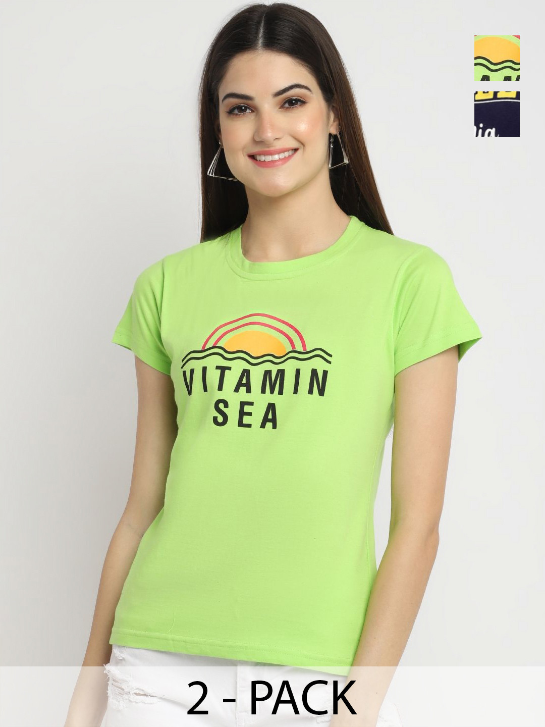 

Dreambe Women Typography Printed T-shirt, Multi
