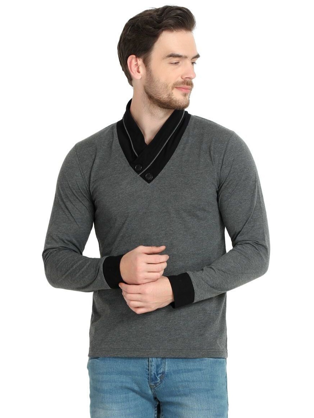 

Unicus Apparel Men V-Neck Pockets T-shirt, Grey