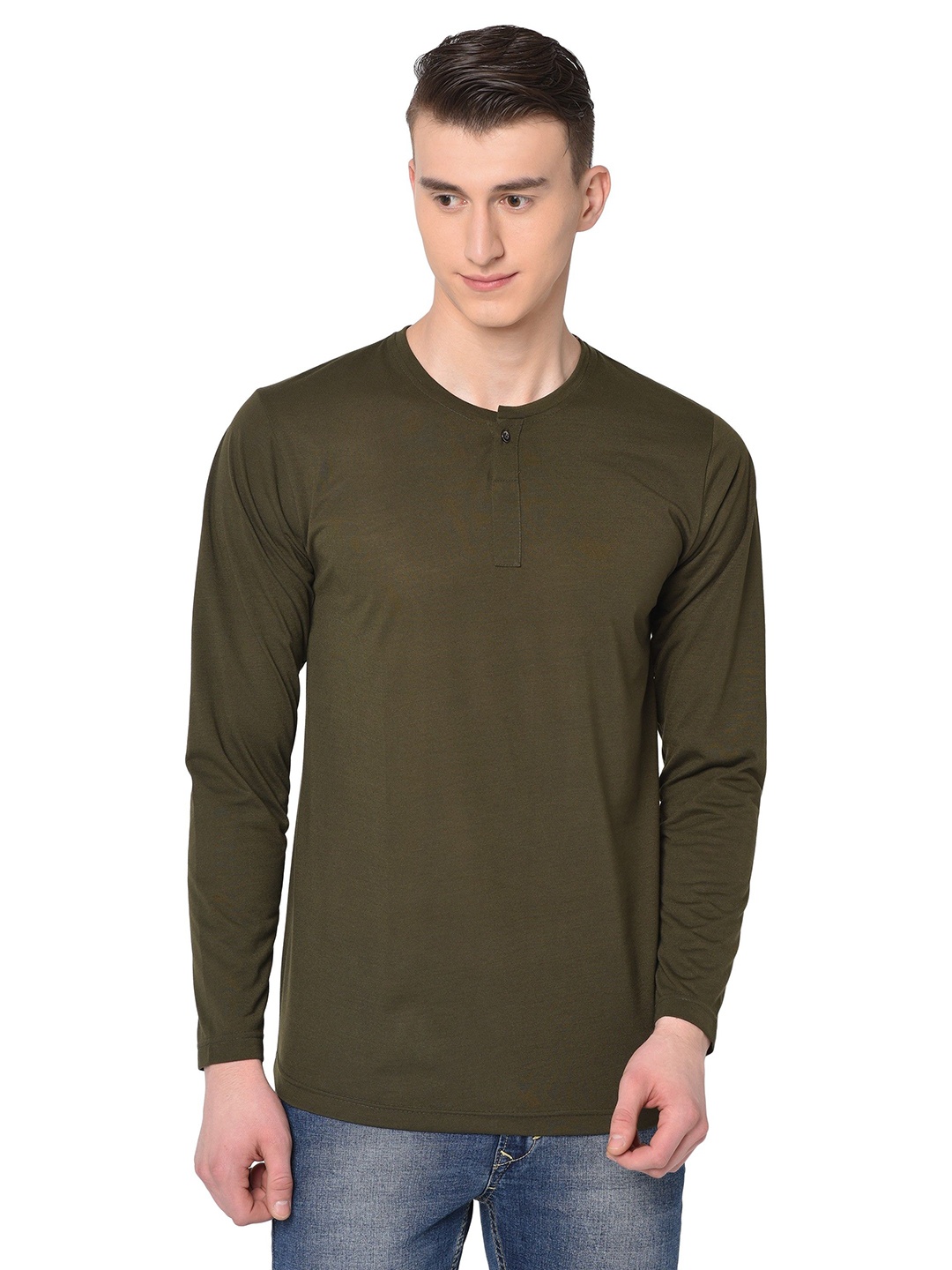 

Unicus Apparel Men Henley Neck Pockets T-shirt, Green