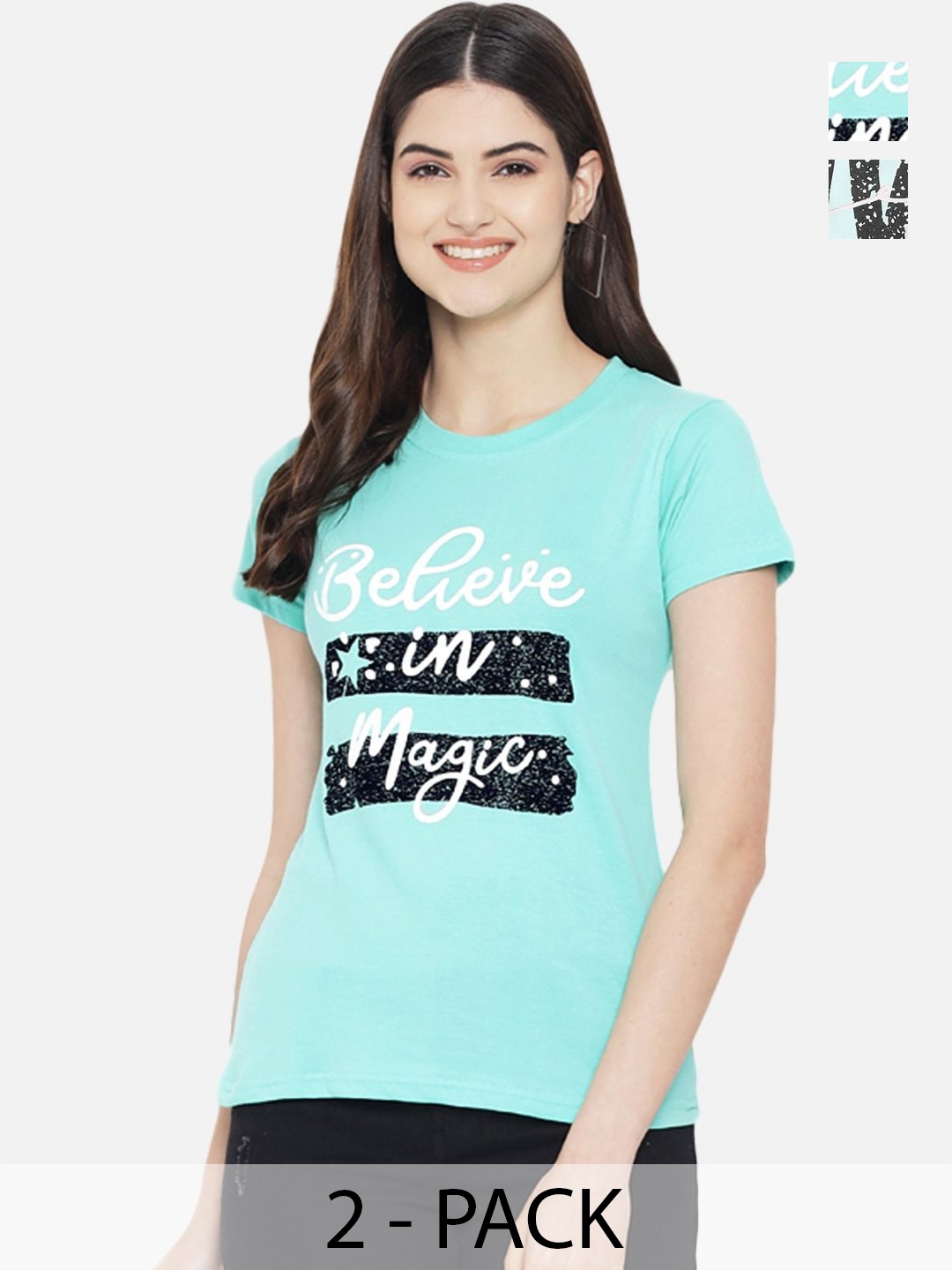 

Dreambe Women Typography Printed T-shirt, Multi