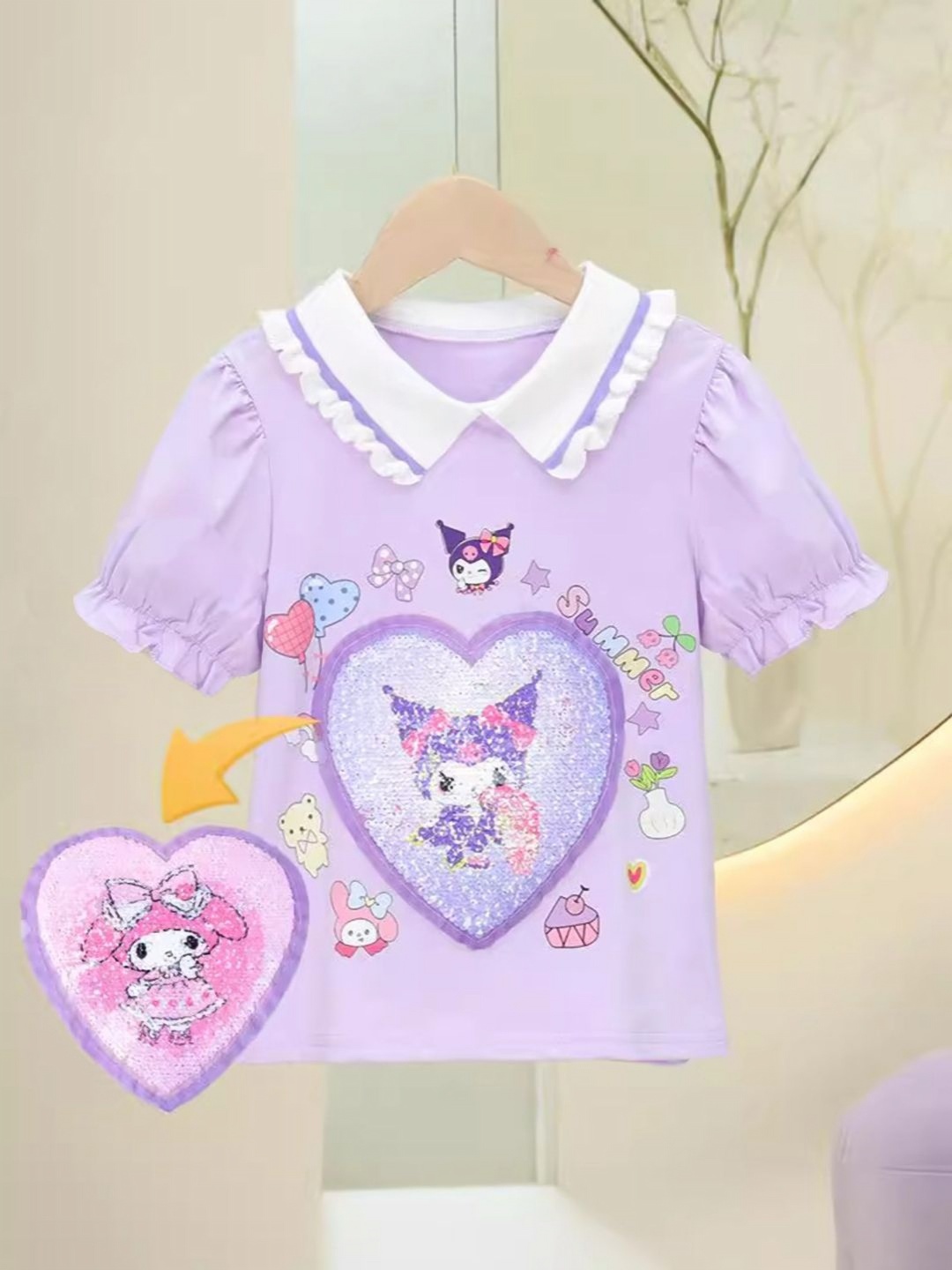 

YK Girls Printed Hooded T-shirt, Purple