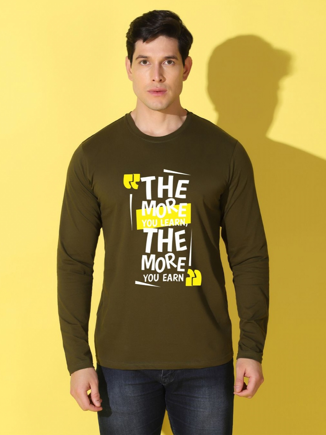 

WOOSTRO Men Typography Printed Slim Fit T-shirt, Olive