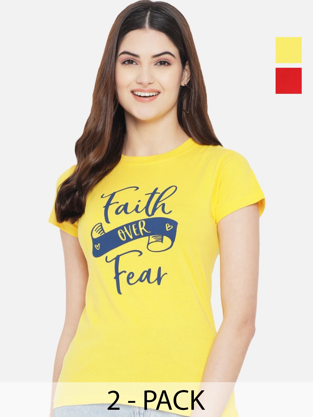 

Dreambe Women Typography Printed T-shirt, Multi