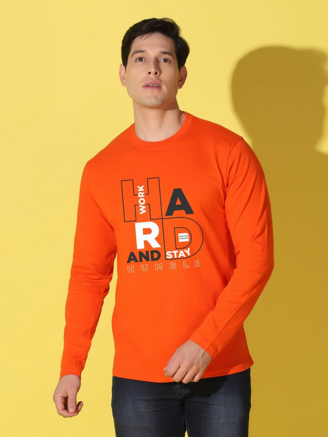 

WOOSTRO Men Typography Printed Slim Fit T-shirt, Orange