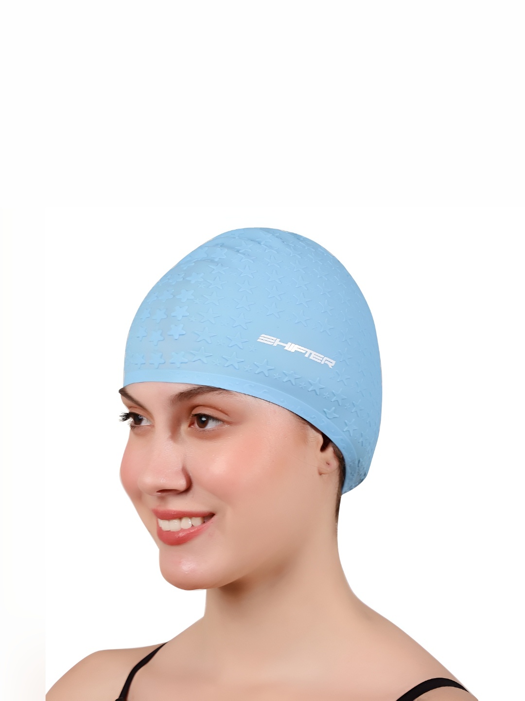 

SHIFTER Star Bubble Self Design Stretchable Silicone Swimming Cap, Blue