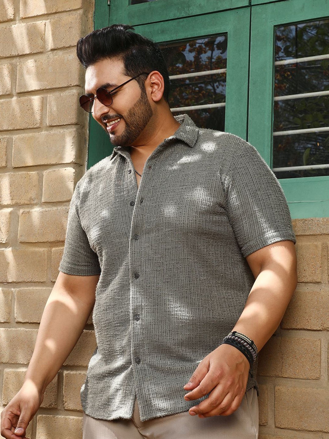 

Instafab Plus Men Comfort Opaque Casual Shirt, Green
