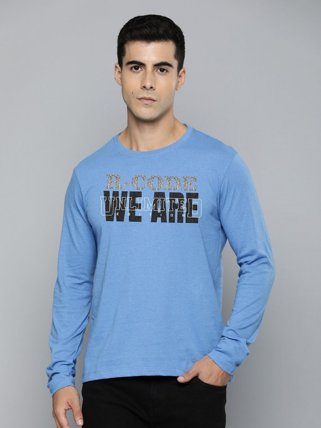 

R.Code by The Roadster Life Co. Men Typography Printed Pockets T-shirt, Blue