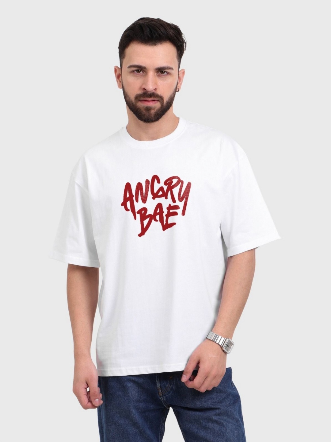 

Backbenchers Men Typography Printed Raw Edge T-shirt, White