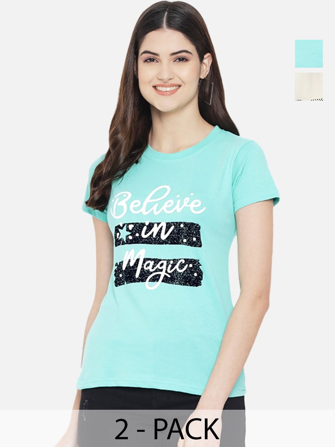 

Dreambe Women Typography Printed T-shirt, Multi