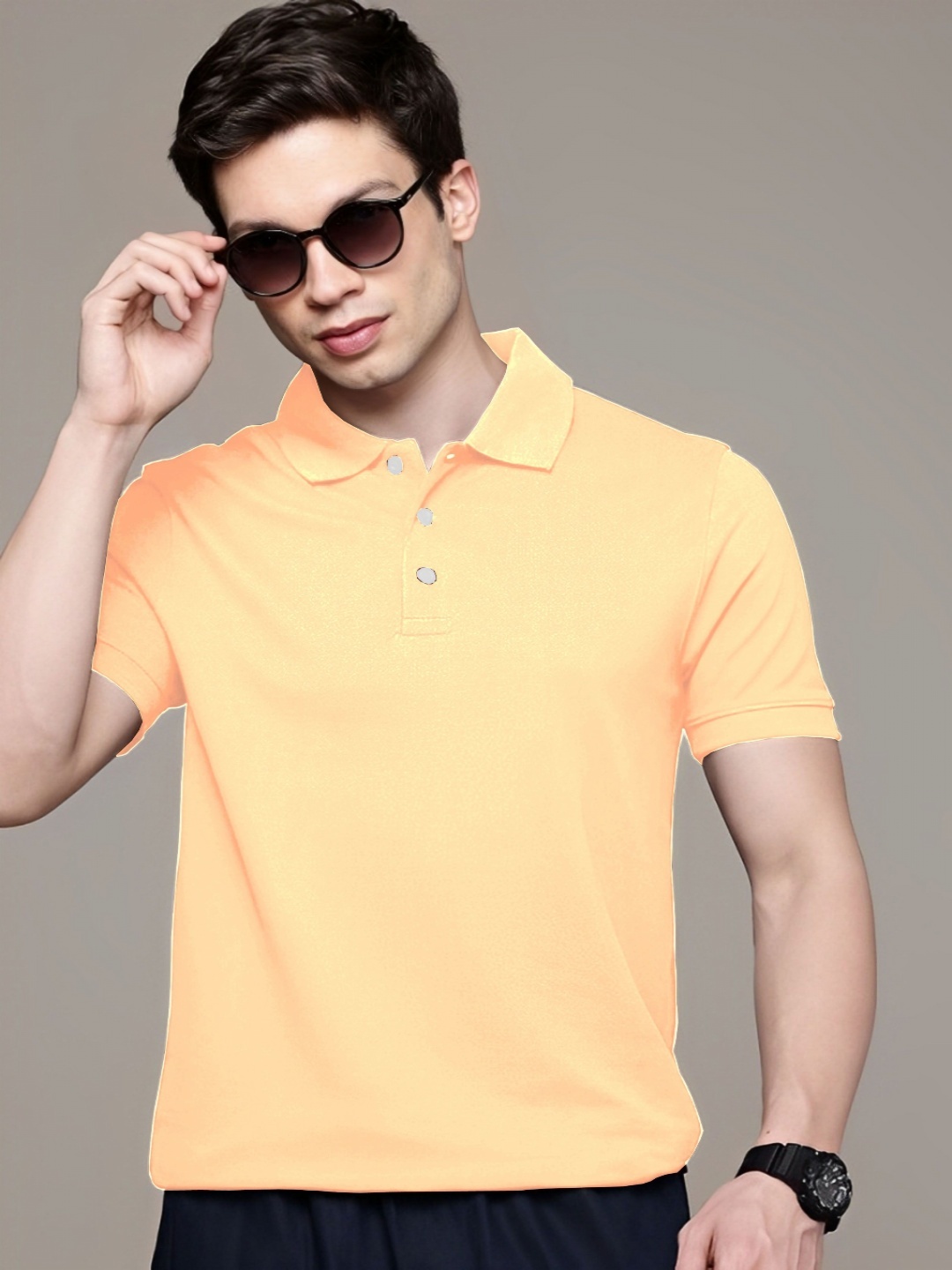 

Kushi Flyer Men Polo Collar Pockets T-shirt, Pink
